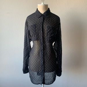 American Apparel Polka Dot Button Up Blouse